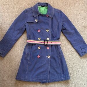 Boden Blue Belted Button Up Formal Casual Cotton Trench Coat UK 10 / USA S